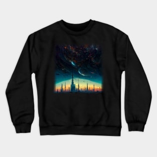 City In Space Artwork Crewneck Sweatshirt